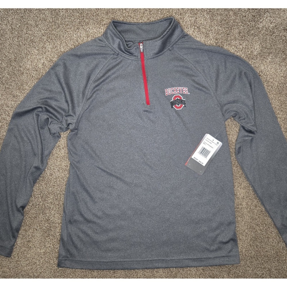 Colosseum Athletics Ohio State Buckeyes Boys L 1/4 Zip Gray Red Shirt